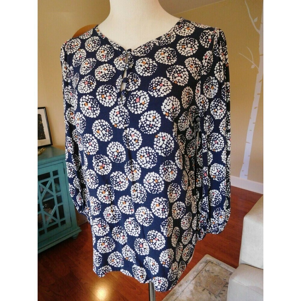 Darling Anthropologie Maeve 3/4 Sleeve Circle Design Blouse/Top in 100% Rayon  8